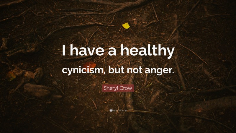 Sheryl Crow Quote: “I have a healthy cynicism, but not anger.”