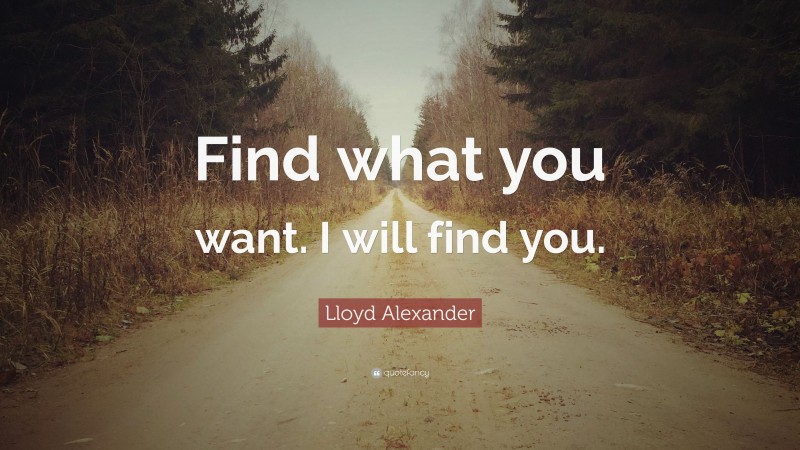 Lloyd Alexander Quote: “Find what you want. I will find you.”