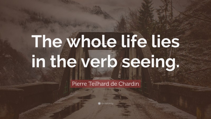 Pierre Teilhard de Chardin Quote: “The whole life lies in the verb seeing.”