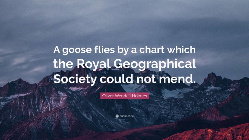 Oliver Wendell Holmes Quote: “A goose flies by a chart which the Royal Geographical Society could not mend.”