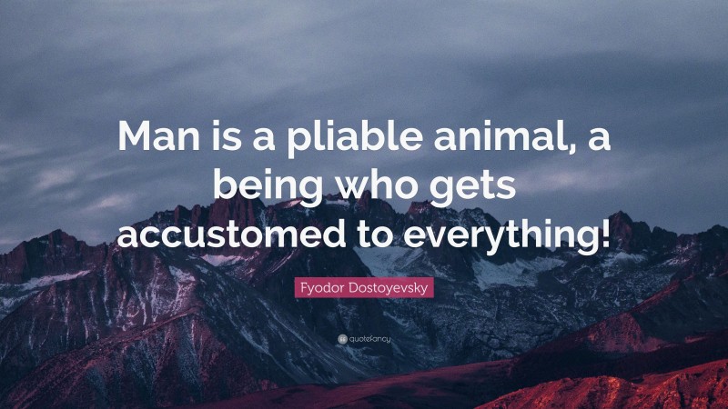 Fyodor Dostoyevsky Quote: “Man is a pliable animal, a being who gets accustomed to everything!”