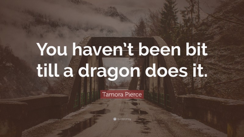 Tamora Pierce Quote: “You haven’t been bit till a dragon does it.”