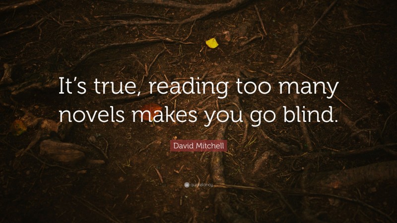 David Mitchell Quote: “It’s true, reading too many novels makes you go blind.”