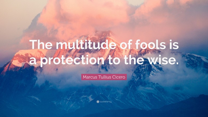 Marcus Tullius Cicero Quote: “The multitude of fools is a protection to the wise.”