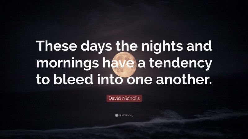 David Nicholls Quote: “These days the nights and mornings have a tendency to bleed into one another.”