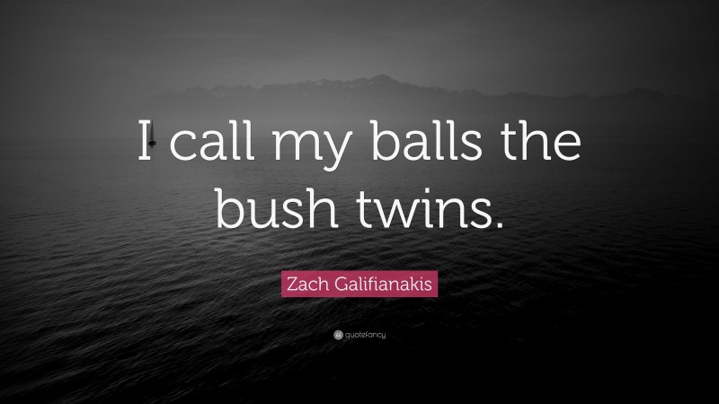 Zach Galifianakis Quote: “I call my balls the bush twins.”