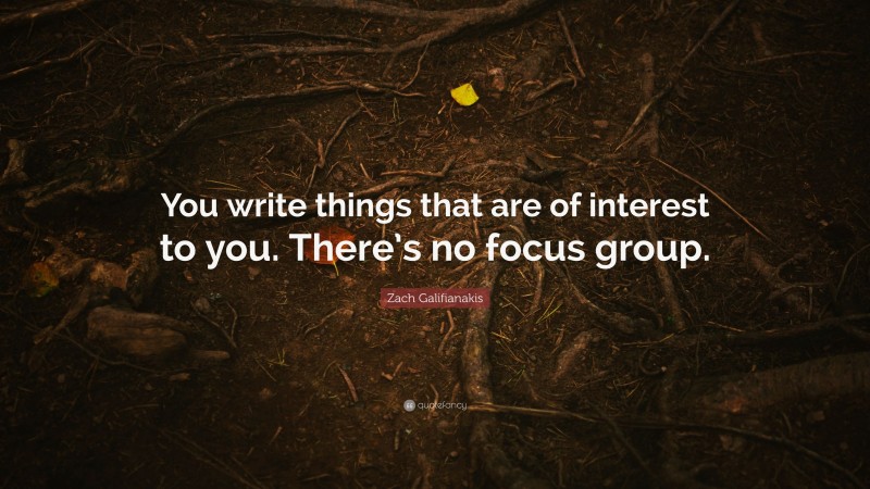 Zach Galifianakis Quote: “You write things that are of interest to you. There’s no focus group.”