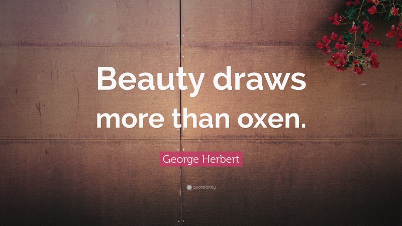 George Herbert Quote: “Beauty draws more than oxen.”