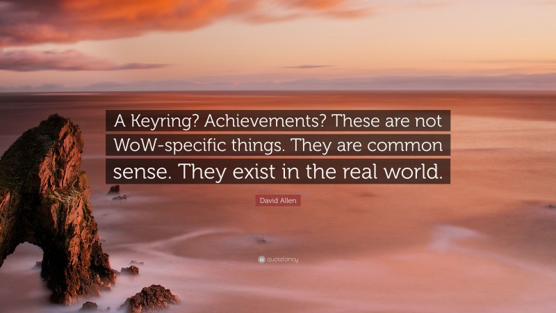 David Allen Quote: “A Keyring? Achievements? These are not WoW-specific things. They are common sense. They exist in the real world.”