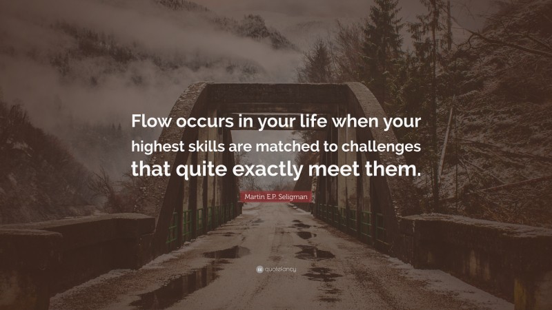 Martin E.P. Seligman Quote: “Flow occurs in your life when your highest skills are matched to challenges that quite exactly meet them.”