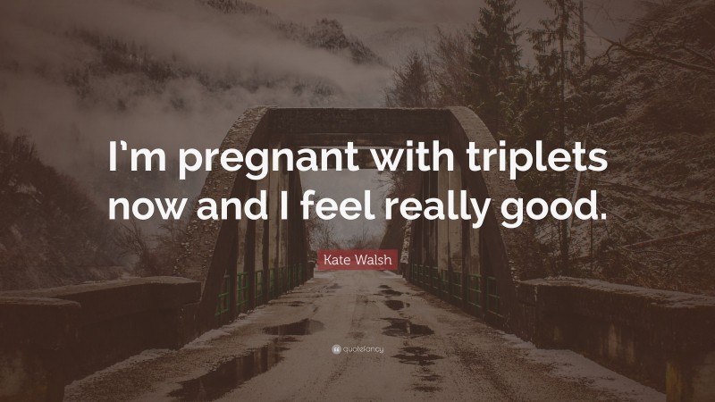 Kate Walsh Quote: “I’m pregnant with triplets now and I feel really good.”