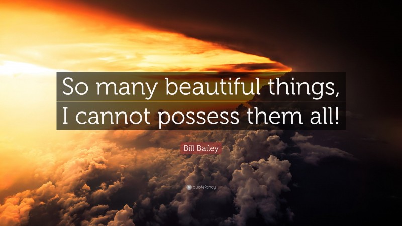 Bill Bailey Quote: “So many beautiful things, I cannot possess them all!”