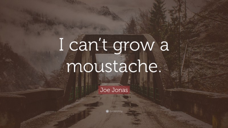 Joe Jonas Quote: “I can’t grow a moustache.”