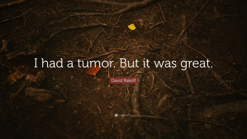 David Rakoff Quote: “I had a tumor. But it was great.”