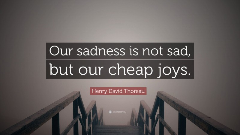 Henry David Thoreau Quote: “Our sadness is not sad, but our cheap joys.”