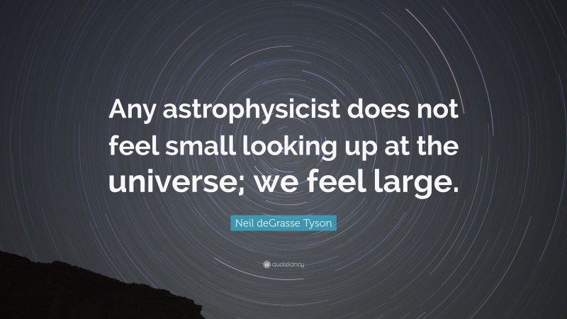 Neil deGrasse Tyson Quote: “Any astrophysicist does not feel small looking up at the universe; we feel large.”