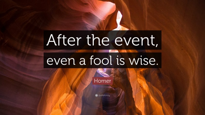 Homer Quote: “After the event, even a fool is wise.”