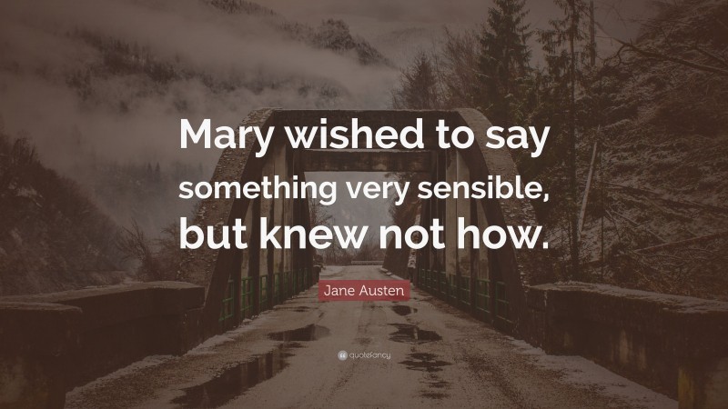 Jane Austen Quote: “Mary wished to say something very sensible, but knew not how.”