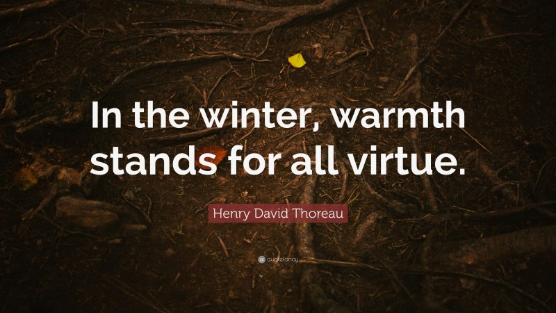 Henry David Thoreau Quote: “In the winter, warmth stands for all virtue.”