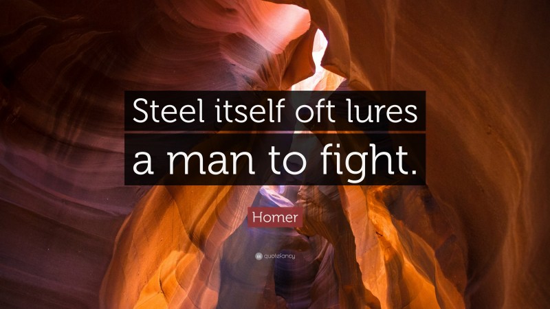 Homer Quote: “Steel itself oft lures a man to fight.”