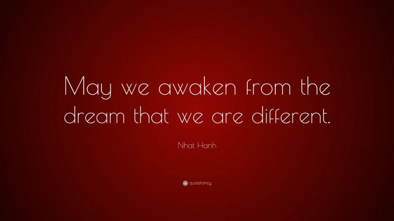 Nhat Hanh Quote: “May we awaken from the dream that we are different.”