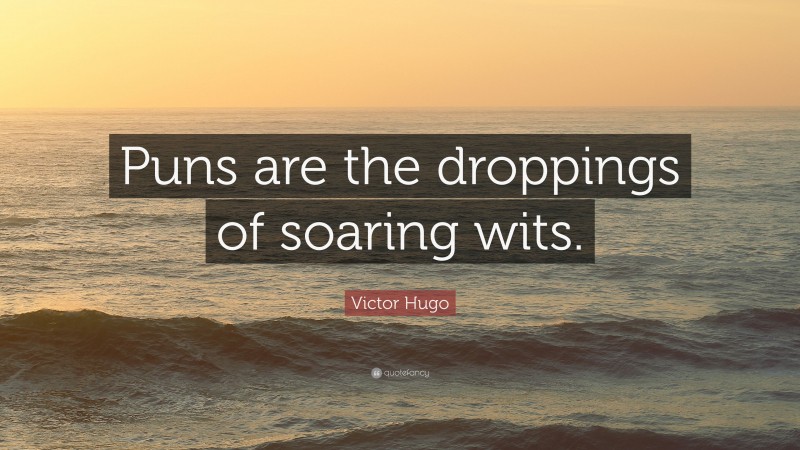 Victor Hugo Quote: “Puns are the droppings of soaring wits.”