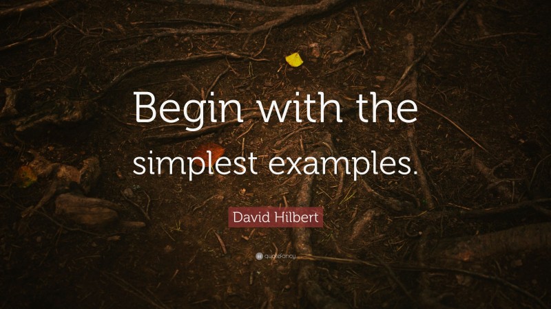 David Hilbert Quote: “Begin with the simplest examples.”