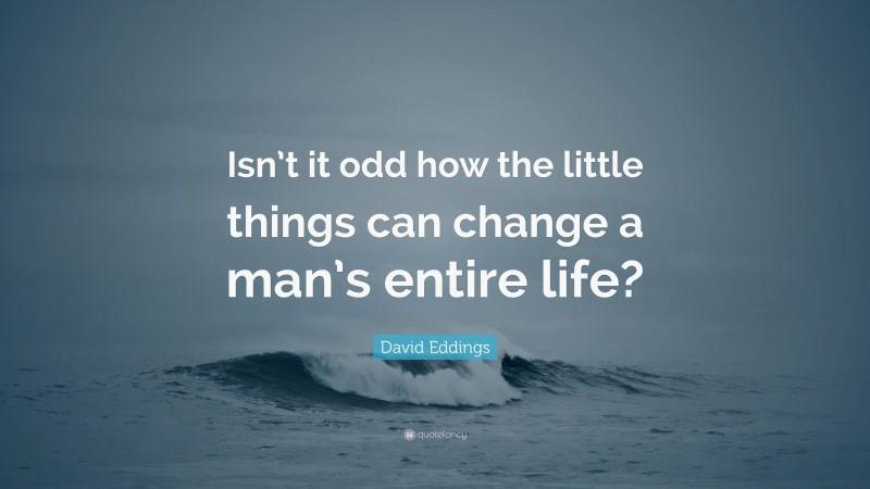 David Eddings Quote: “Isn’t it odd how the little things can change a man’s entire life?”
