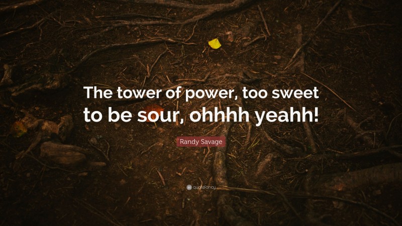 Randy Savage Quote: “The tower of power, too sweet to be sour, ohhhh yeahh!”