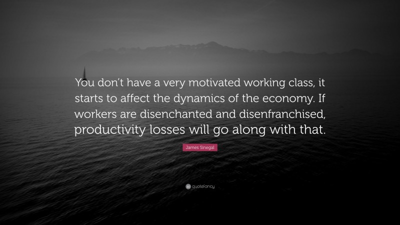 James Sinegal Quote: “You don’t have a very motivated working class, it starts to affect the dynamics of the economy. If workers are disenchanted and disenfranchised, productivity losses will go along with that.”
