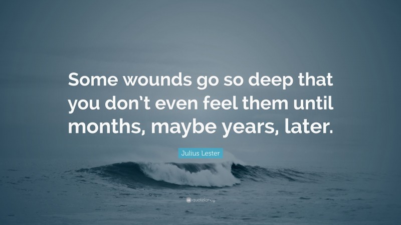 Julius Lester Quote: “Some wounds go so deep that you don’t even feel them until months, maybe years, later.”