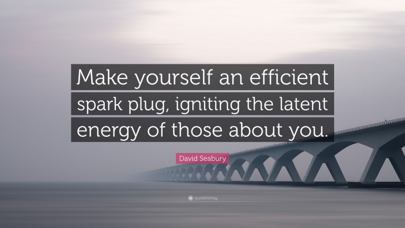 David Seabury Quote: “Make yourself an efficient spark plug, igniting the latent energy of those about you.”