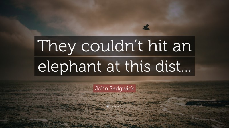 John Sedgwick Quote: “They couldn’t hit an elephant at this dist...”