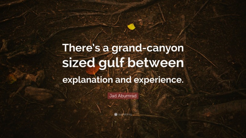 Jad Abumrad Quote: “There’s a grand-canyon sized gulf between explanation and experience.”