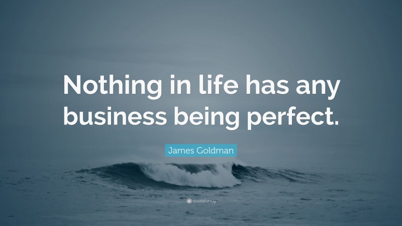 James Goldman Quote: “Nothing in life has any business being perfect.”