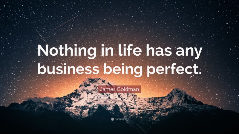 James Goldman Quote: “Nothing in life has any business being perfect.”