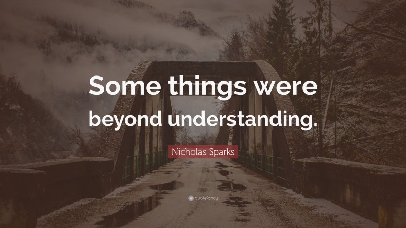 Nicholas Sparks Quote: “Some things were beyond understanding.”
