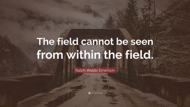 Ralph Waldo Emerson Quote: “The field cannot be seen from within the field.”