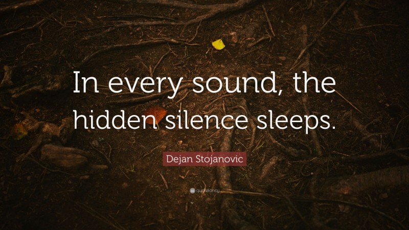 Dejan Stojanovic Quote: “In every sound, the hidden silence sleeps.”