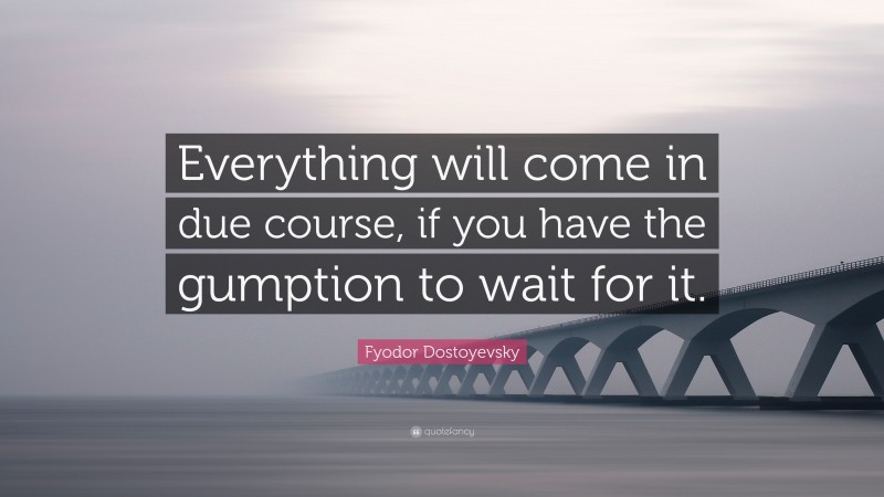 Fyodor Dostoyevsky Quote: “Everything will come in due course, if you have the gumption to wait for it.”