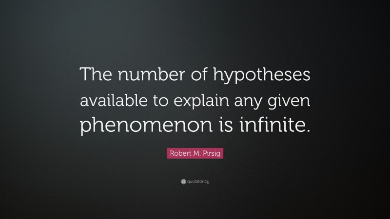 Robert M. Pirsig Quote: “The number of hypotheses available to explain any given phenomenon is infinite.”