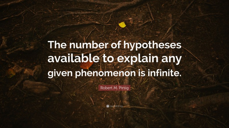 Robert M. Pirsig Quote: “The number of hypotheses available to explain any given phenomenon is infinite.”