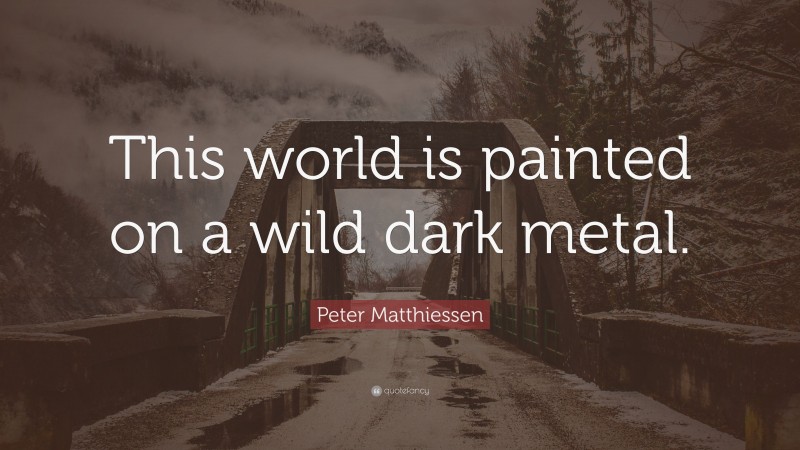 Peter Matthiessen Quote: “This world is painted on a wild dark metal.”