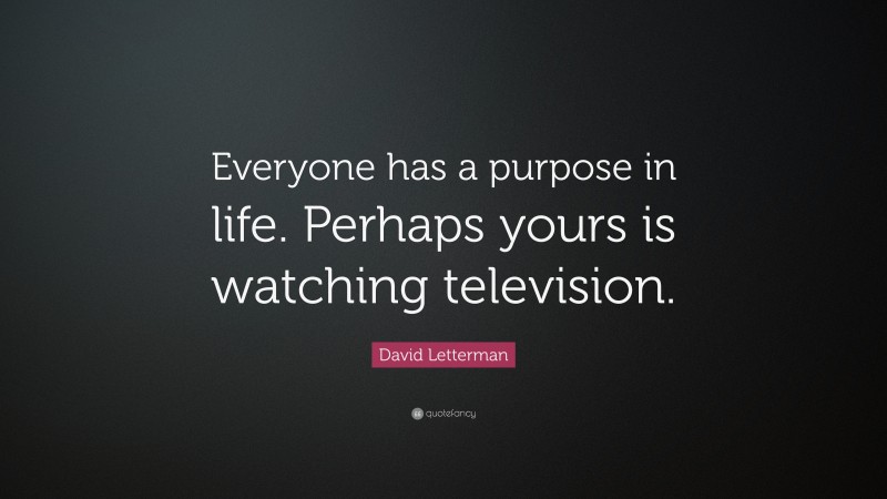David Letterman Quote: “Everyone has a purpose in life. Perhaps yours is watching television.”