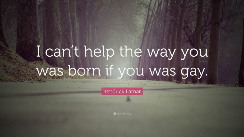 Kendrick Lamar Quote: “I can’t help the way you was born if you was gay.”