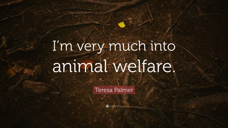 Teresa Palmer Quote: “I’m very much into animal welfare.”