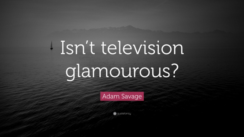 Adam Savage Quote: “Isn’t television glamourous?”