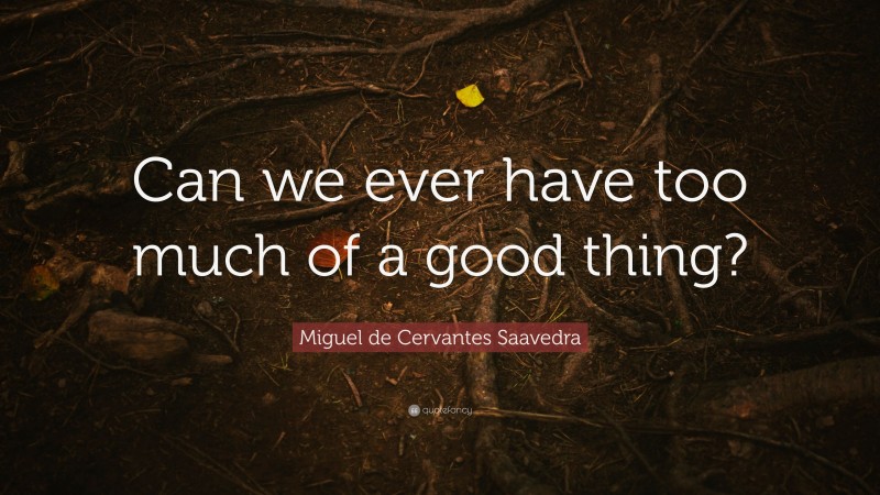 Miguel de Cervantes Saavedra Quote: “Can we ever have too much of a good thing?”