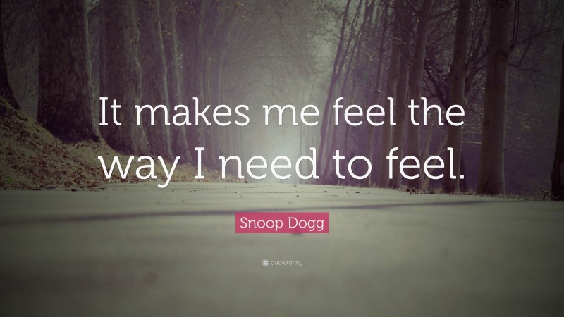 Snoop Dogg Quote: “It makes me feel the way I need to feel.”