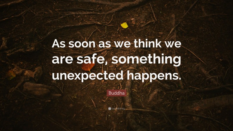 Buddha Quote: “As soon as we think we are safe, something unexpected happens.”